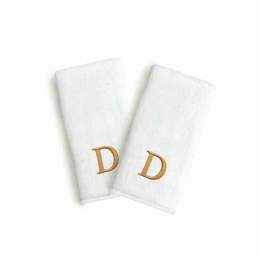 Bed & Bath * | Linum Home Textiles Monogrammed Luxury Turkish Cotton Novelty Hand Towels 2-Pack Set