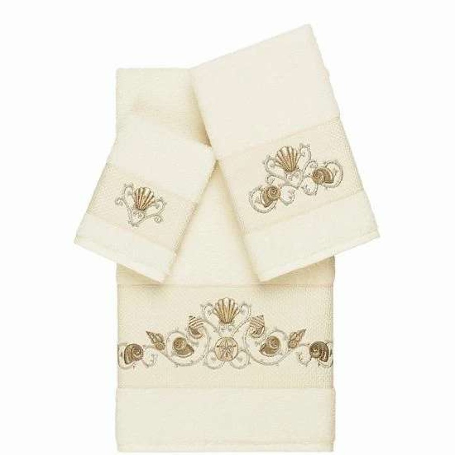 Bed & Bath * | Linum Home Textiles Bella 3-Piece Embellished Bath Towel Set Cream