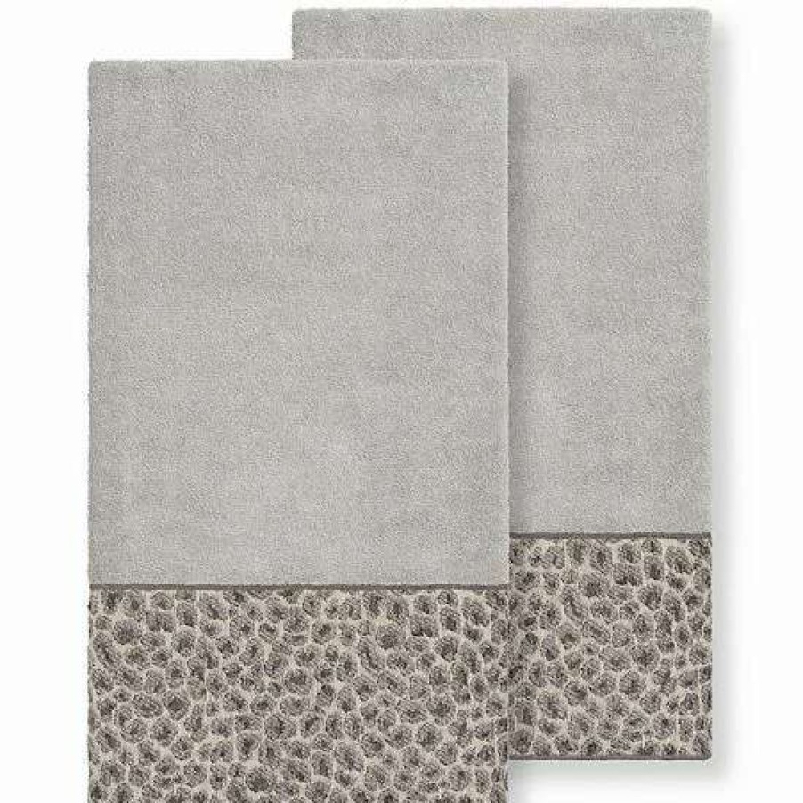 Bed & Bath * | Linum Home Textiles Turkish Cotton Spots 2-Pack Embellished Bath Towel Set Light Gray