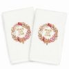 Bed & Bath * | Linum Home Textiles Christmas 2-Pack Peace Embroidered Luxury Turkish Cotton Hand Towels White