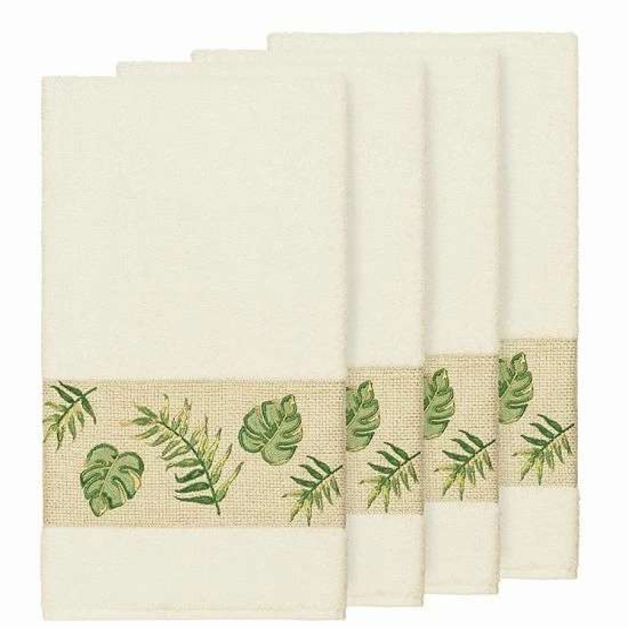 Bed & Bath * | Linum Home Textiles Turkish Cotton Zoe Embellished Bath Towel Set Latte