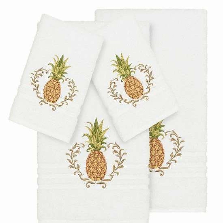 Bed & Bath * | Linum Home Textiles 4-Piece Turkish Cotton Welcome Embellished Towel Set Cream