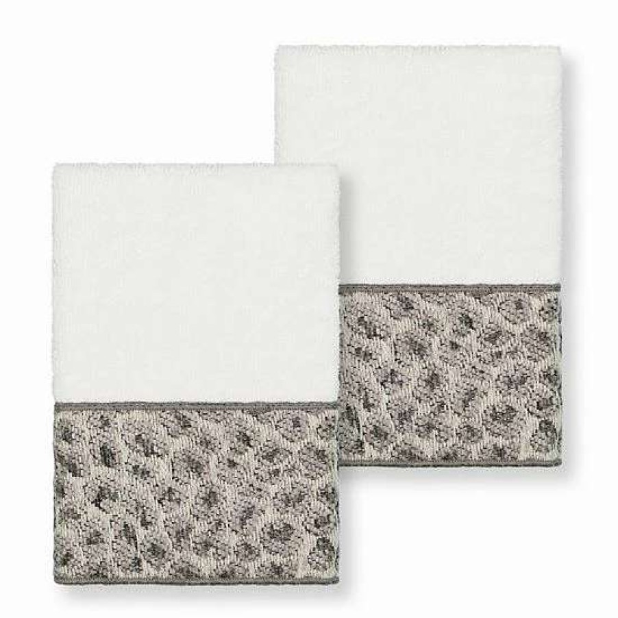 Bed & Bath * | Linum Home Textiles Turkish Cotton Spots 2-Pack Embellished Washcloth Set Latte