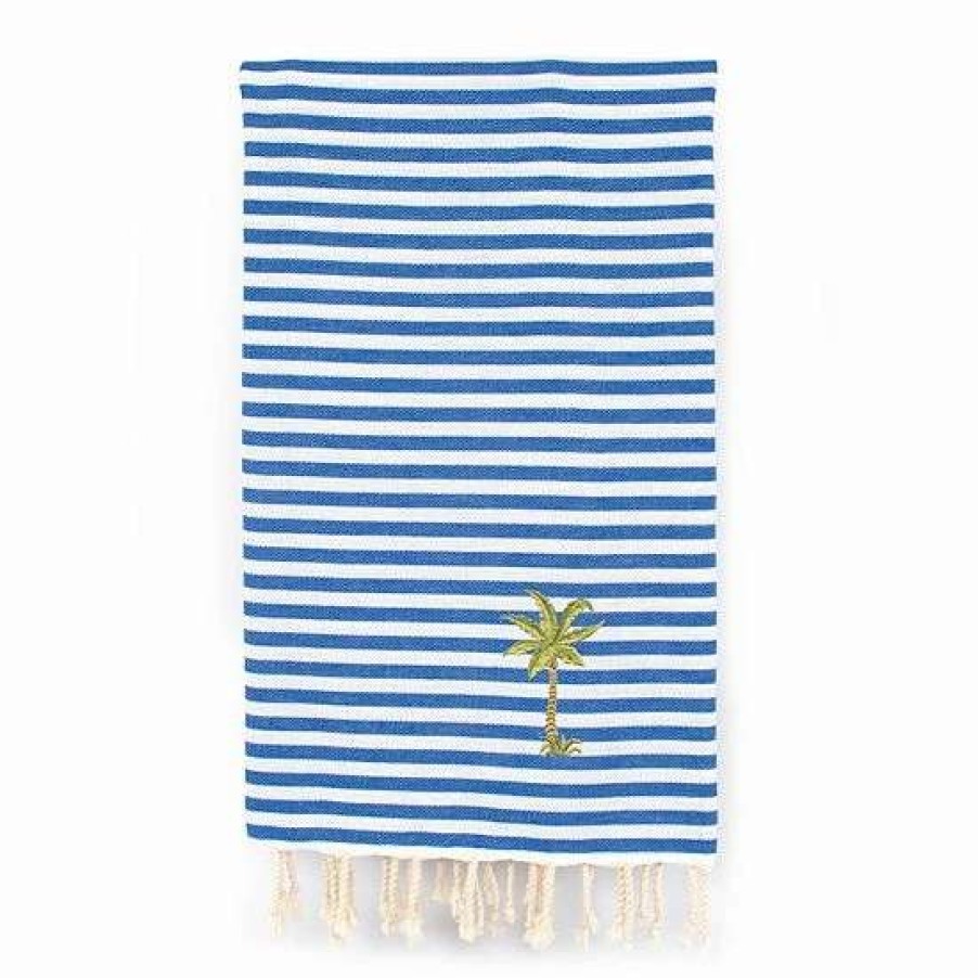 Bed & Bath * | Linum Home Textiles Turkish Cotton Fun In The Sun Breezy Palm Tree Pestemal Beach Towel Charcoal Black