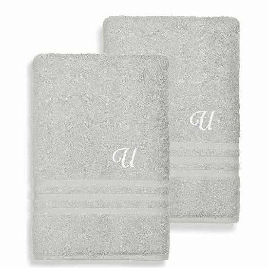 Bed & Bath * | Linum Home Textiles Turkish Cotton Denzi 2-Pack Personalized Bath Sheet Set