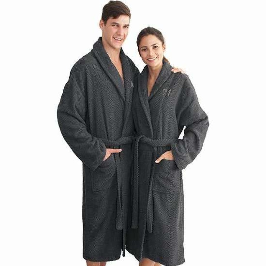 Clothing * | Linum Home Textiles Turkish Cotton Personalized Herringbone Weave Bathrobe