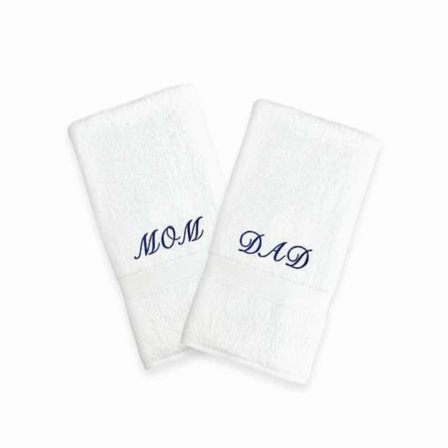 Bed & Bath * | Linum Home Textiles "Mom & Dad" Embroidered 2-Pack Hand Towels Gold