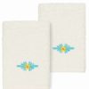 Bed & Bath * | Linum Home Textiles Turkish Cotton Feliz 2-Piece Embellished Washcloth Set Dark Gray