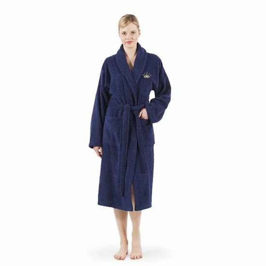 Clothing * | Linum Home Textiles Turkish Cotton Terry Embroidered Bath Robe Gray