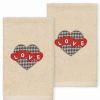 Bed & Bath * | Linum Home Textiles Love Hearts Embroidered Luxury Turkish 2-Pack Cotton Hand Towels Set White