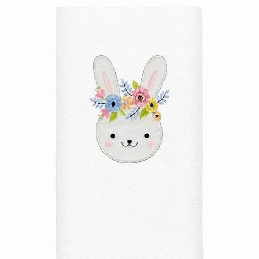 Bed & Bath * | Linum Home Textiles Flower Crown Embroidered Luxury Turkish Cotton Hand Towel White