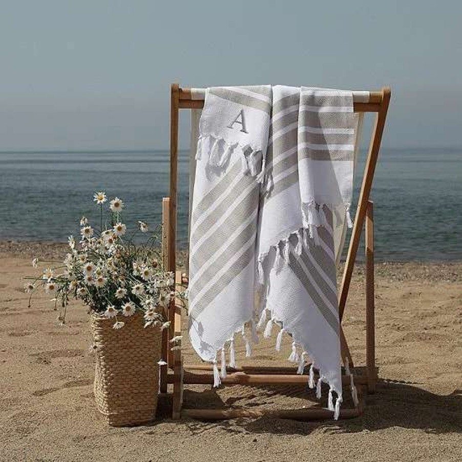 Bed & Bath * | Linum Home Textiles Turkish Cotton Herringbone Personalized Pestemal Beach Towel