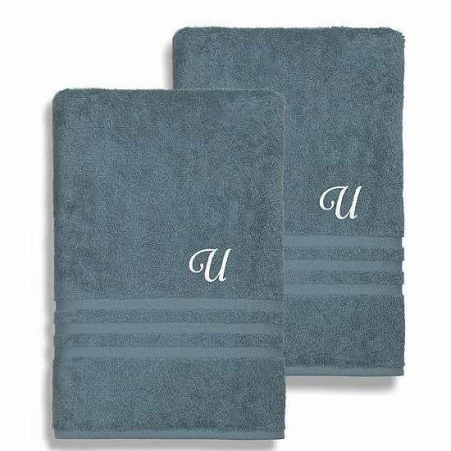 Bed & Bath * | Linum Home Textiles Turkish Cotton Denzi 2-Piece Personalized Bath Towel Set