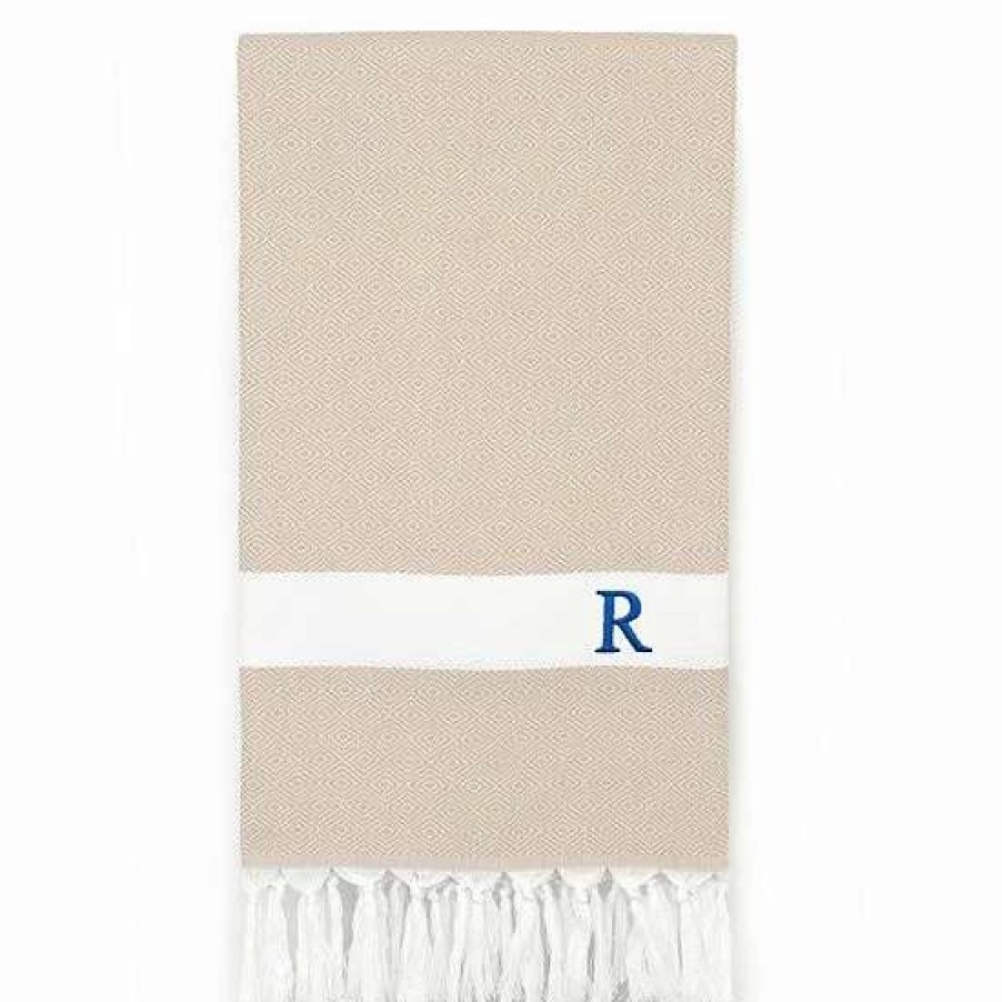 Bed & Bath * | Linum Home Textiles Turkish Cotton Diamond Personalized Pestemal Beach Towel