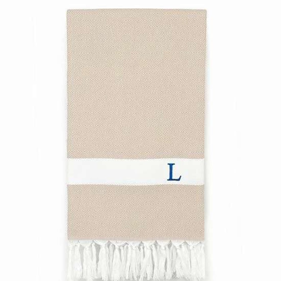 Bed & Bath * | Linum Home Textiles Turkish Cotton Diamond Personalized Pestemal Beach Towel