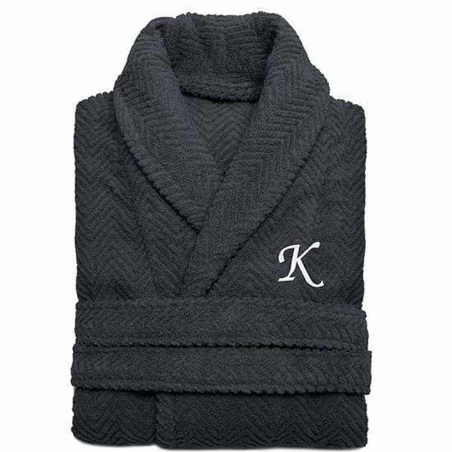 Clothing * | Linum Home Textiles Turkish Cotton Personalized Herringbone Weave Bathrobe