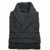 Clothing * | Linum Home Textiles Unisex Herringbone Weave Bathrobe Midnight Blue