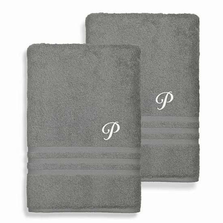 Bed & Bath * | Linum Home Textiles Turkish Cotton Denzi 2-Piece Personalized Bath Towel Set