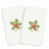 Bed & Bath * | Linum Home Textiles Christmas 2-Pack Holly Bunch Embroidered Luxury Turkish Cotton Hand Towels Sand