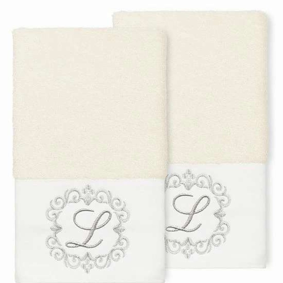 Bed & Bath * | Linum Home Textiles Turkish Cotton Monica 2-Piece Embellished Hand Towel Set