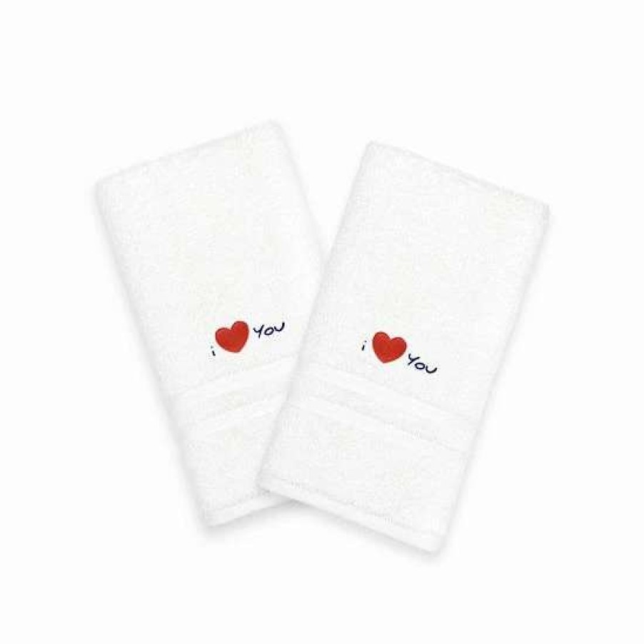 Bed & Bath * | Linum Home Textiles "I Love You" Embroidered 2-Pack Hand Towels Pink