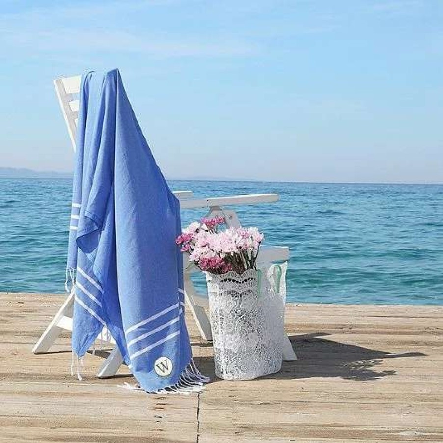 Bed & Bath * | Linum Home Textiles Turkish Cotton Personalized Alara Pestemal Beach And Hand Towel Set