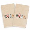 Bed & Bath * | Linum Home Textiles 2-Pack Christmas Skating Party Embroidered Hand Towel Set White