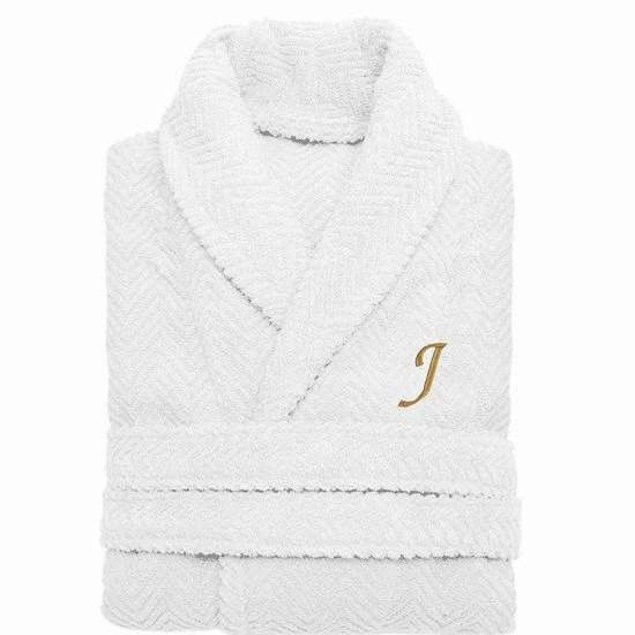 Clothing * | Linum Home Textiles Turkish Cotton Personalized Herringbone Weave Bathrobe