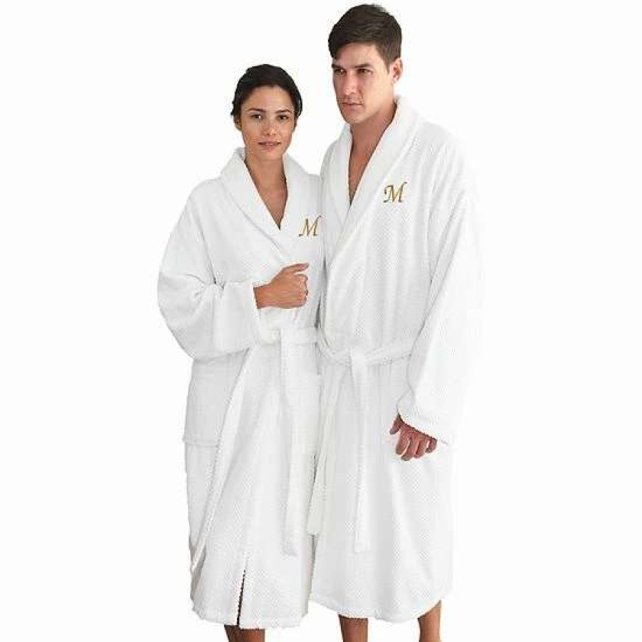 Clothing * | Linum Home Textiles Turkish Cotton Personalized Herringbone Weave Bathrobe