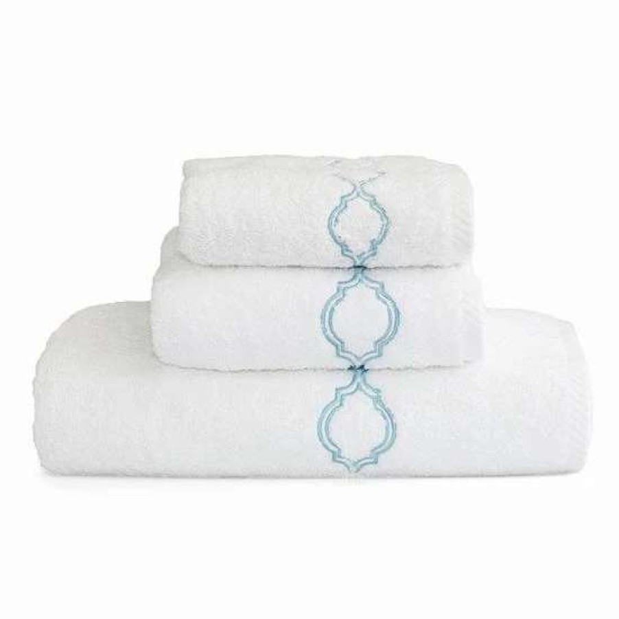 Bed & Bath * | Linum Home Textiles Trellis 3-Piece Towel Set White Sky Blue