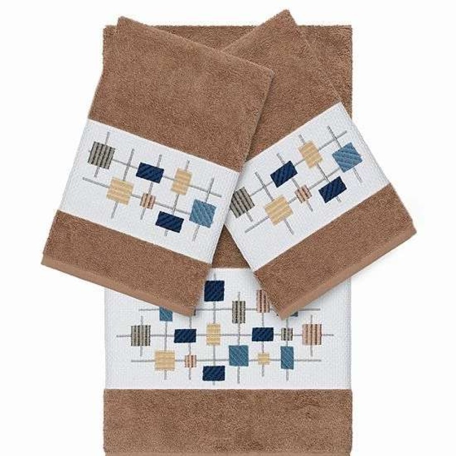 Bed & Bath * | Linum Home Textiles 3-Piece Turkish Cotton Khloe Embellished Towel Set White