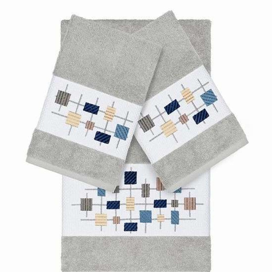 Bed & Bath * | Linum Home Textiles 3-Piece Turkish Cotton Khloe Embellished Towel Set White