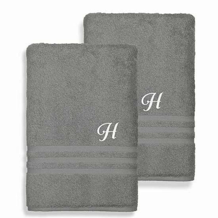 Bed & Bath * | Linum Home Textiles Monogrammed 2-Piece Denzi Bath Sheet Set