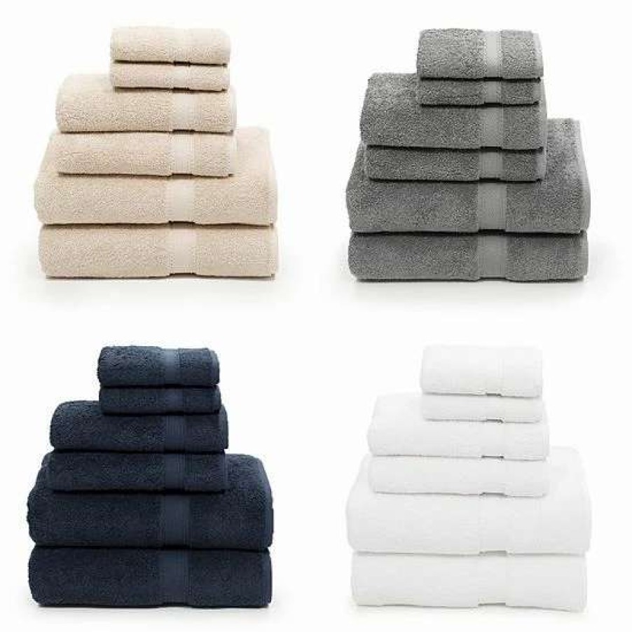 Bed & Bath * | Linum Home Textiles 6-Piece Turkish Cotton Sinemis Terry Bath Towel Set Dark Gray White