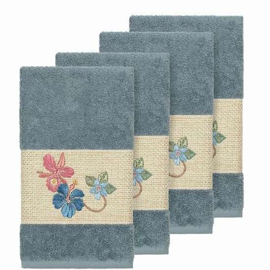 Bed & Bath * | Linum Home Textiles Turkish Cotton Caroline Embellished Hand Towel Set Latte