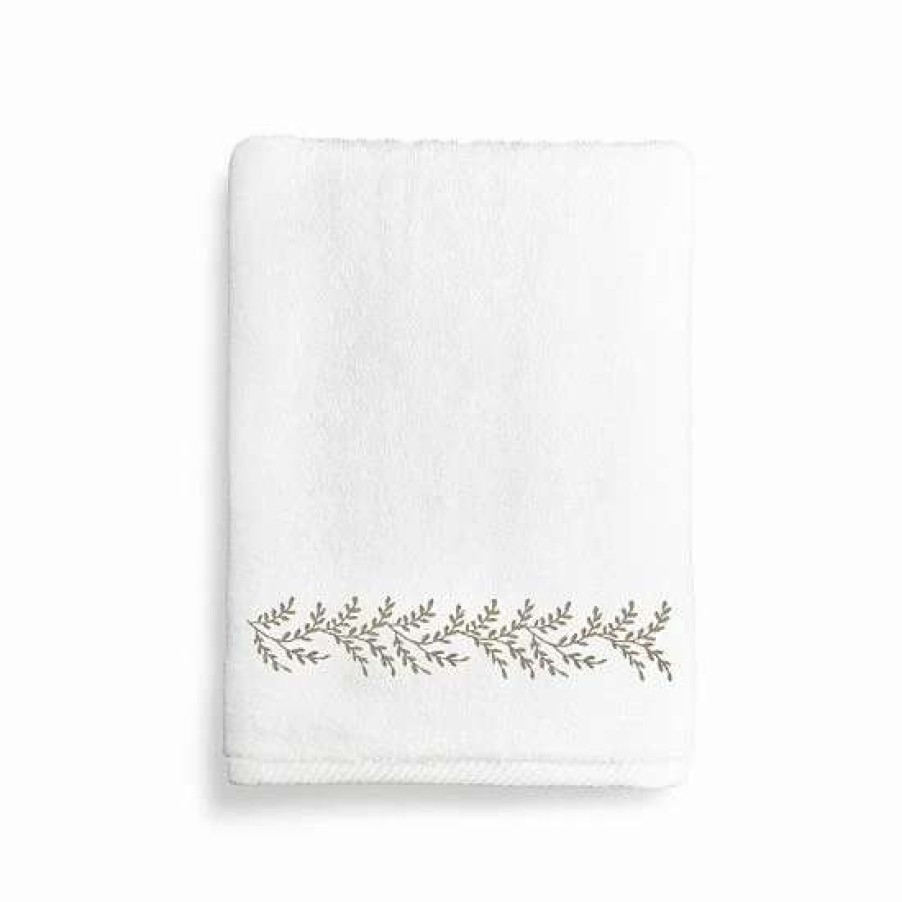 Bed & Bath * | Linum Home Textiles Autumn Leaves Bath Towel White Light Brown