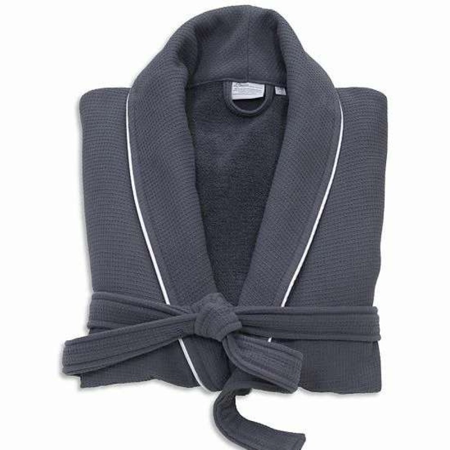 Clothing * | Linum Home Textiles Waffle Terry Bathrobe Dark Gray