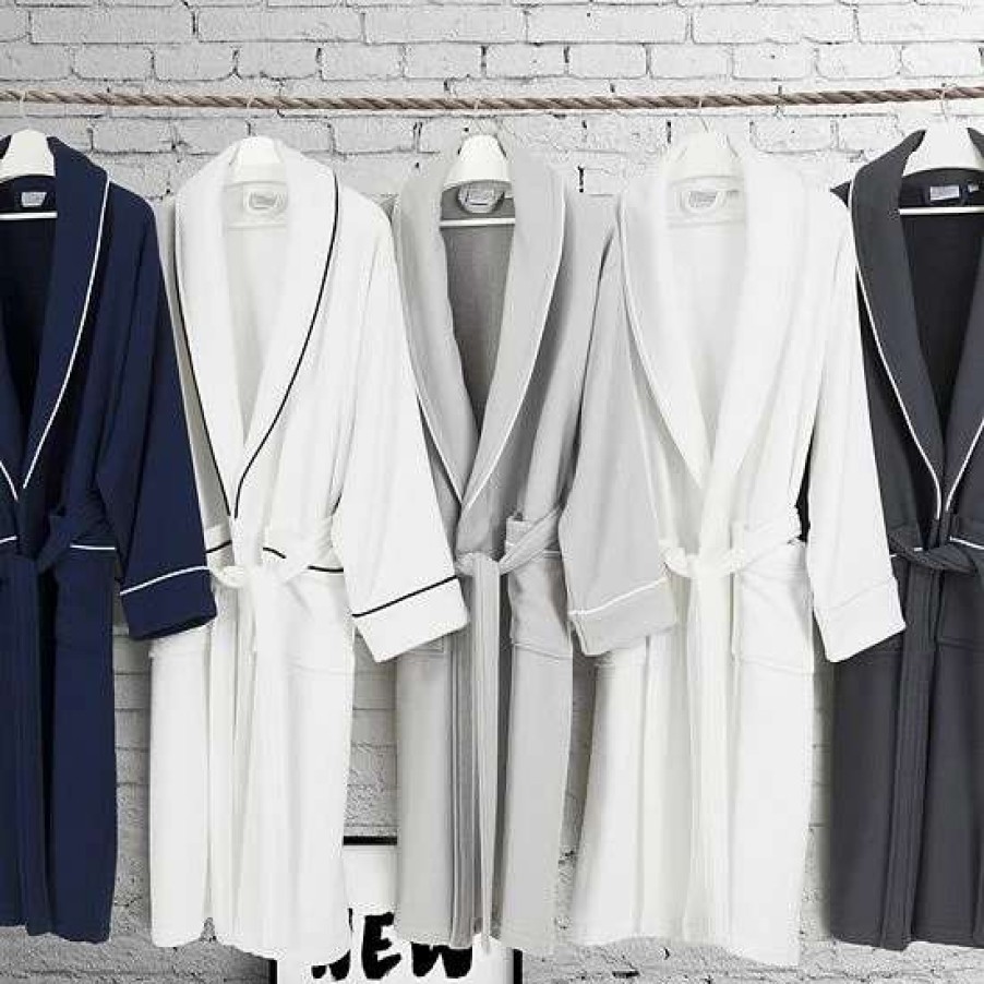 Clothing * | Linum Home Textiles Waffle Terry Bathrobe Dark Gray