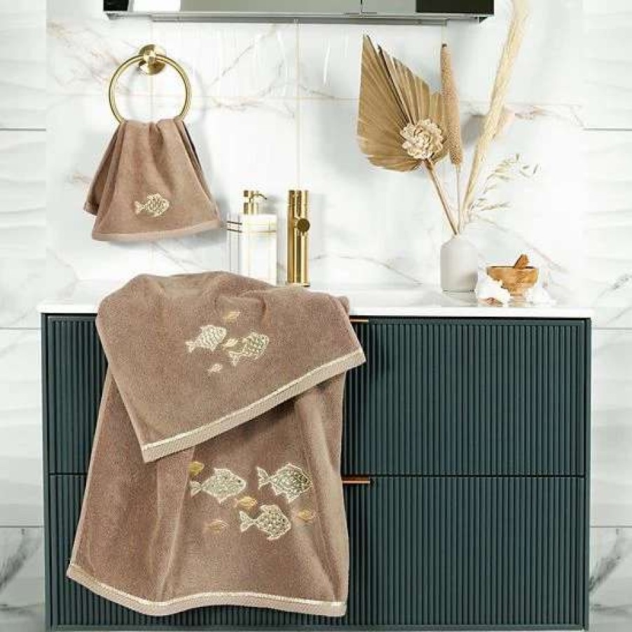 Bed & Bath * | Linum Home Textiles Turkish Cotton Figi 2-Piece Embellished Hand Towel Set Blush