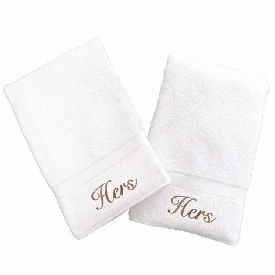 Bed & Bath * | Linum Home Textiles Terry 2-Pk. "Hers" & "Hers" Hand Towels