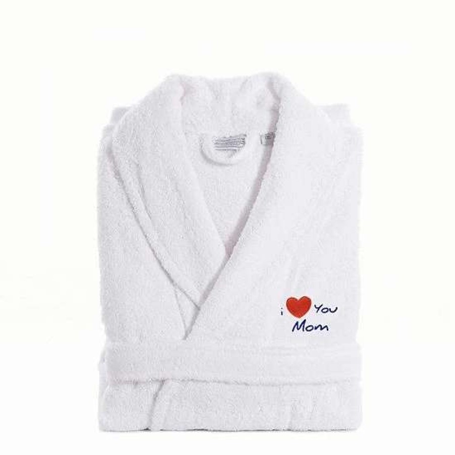 Clothing * | Linum Home Textiles "I Love You Mom" Embroidered Cotton Terry Bathrobe Melange