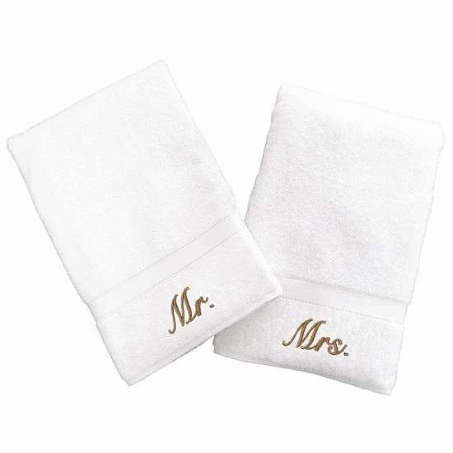 Bed & Bath * | Linum Home Textiles Terry 2-Pk. "Mr." & "Mrs." Hand Towels