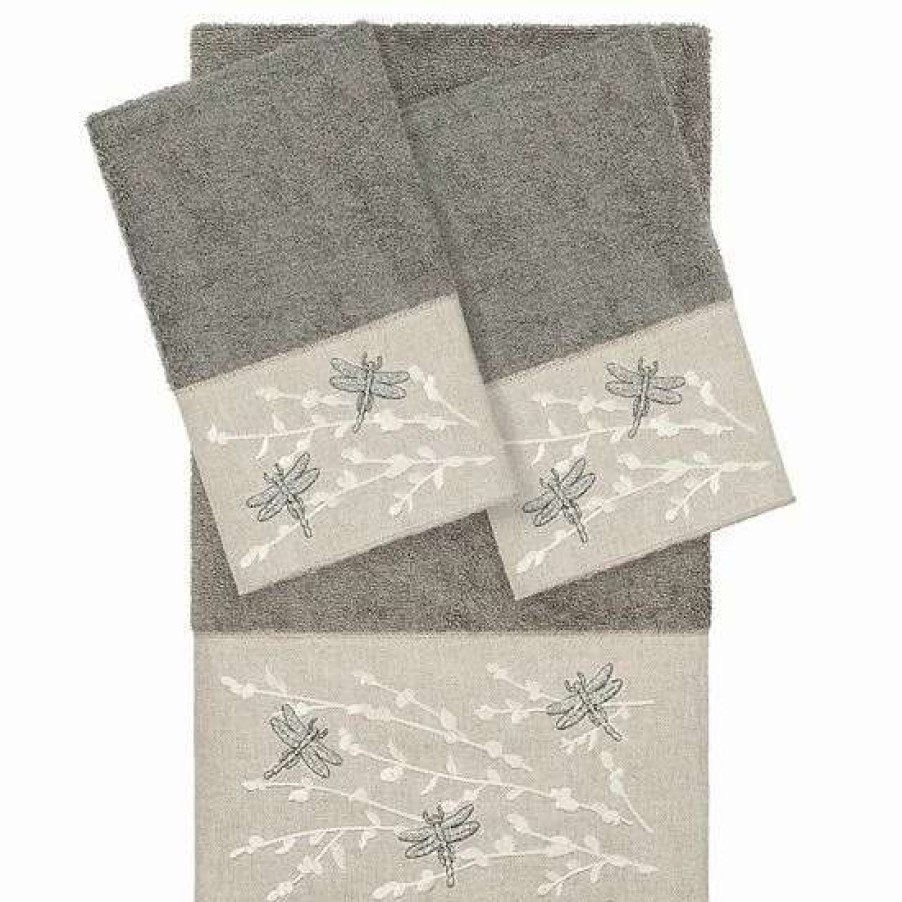 Bed & Bath * | Linum Home Textiles Turkish Cotton Braelyn 3-Piece Embellished Towel Set White