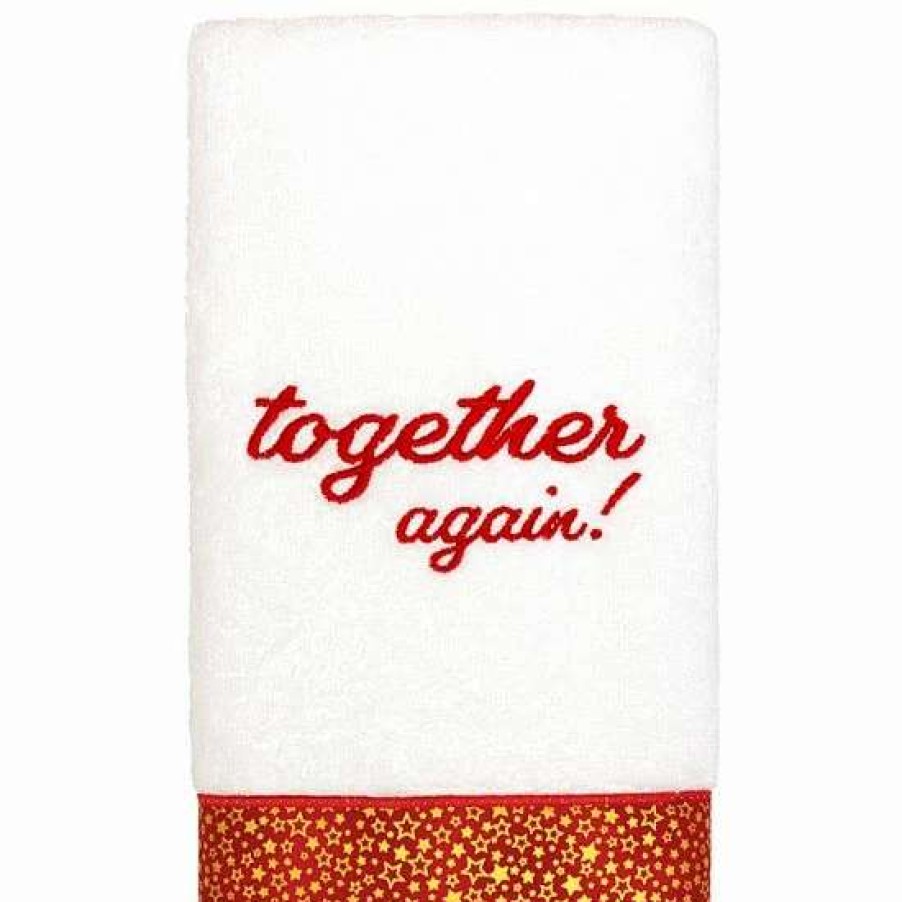 Bed & Bath * | Linum Home Textiles Christmas Together Again Embroidered Hand Towel Sand