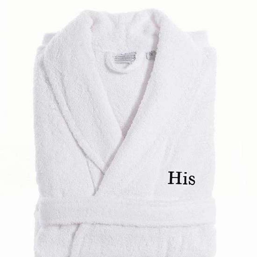 Clothing * | Men'S Linum Home Textiles Turkish Cotton Embroidered "His" Terry Bathrobe Gold