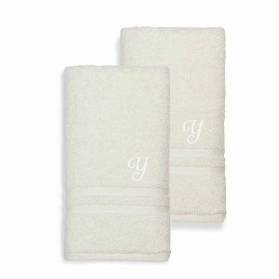 Bed & Bath * | Linum Home Textiles Turkish Cotton Denzi 2-Piece Personalized Hand Towel Set