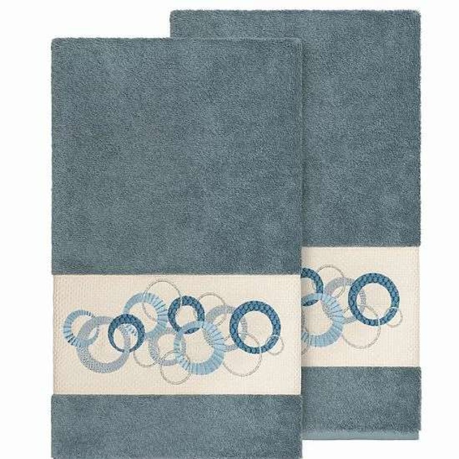 Bed & Bath * | Linum Home Textiles Turkish Cotton Annabelle Embellished Bath Towel Set White