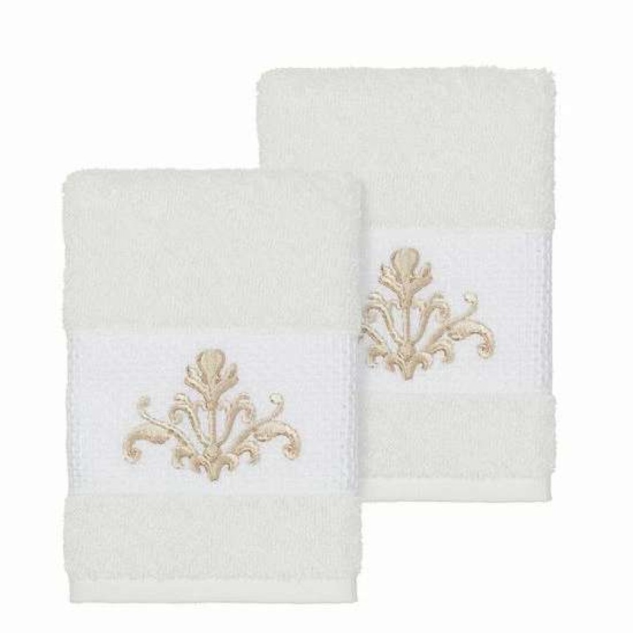 Bed & Bath * | Linum Home Textiles Scarlet Embellished Washcloth Set Blue