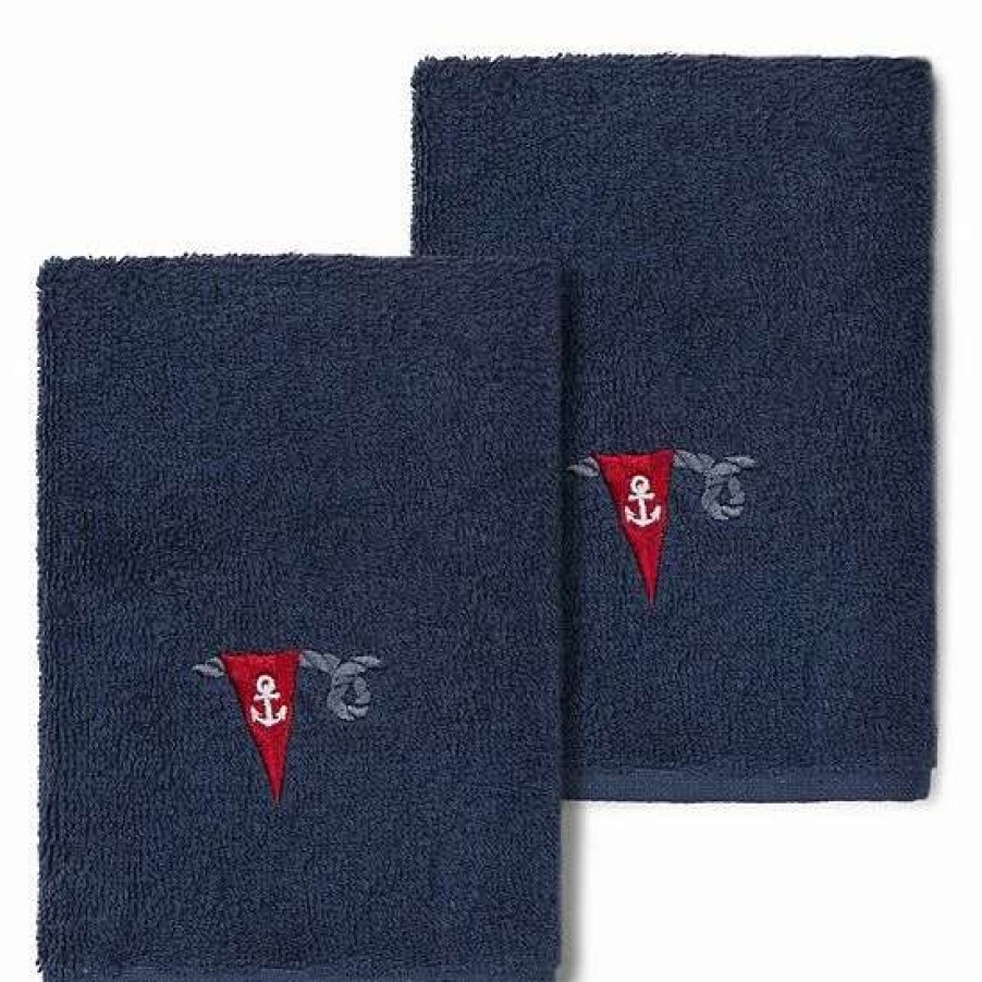 Bed & Bath * | Linum Home Textiles Turkish Cotton Ethan 2-Pack Embellished Washcloth Set Light Gray