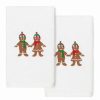 Bed & Bath * | Linum Home Textiles Christmas 2-Pack Gingerbread Embroidered Luxury Turkish Cotton Hand Towels Sand